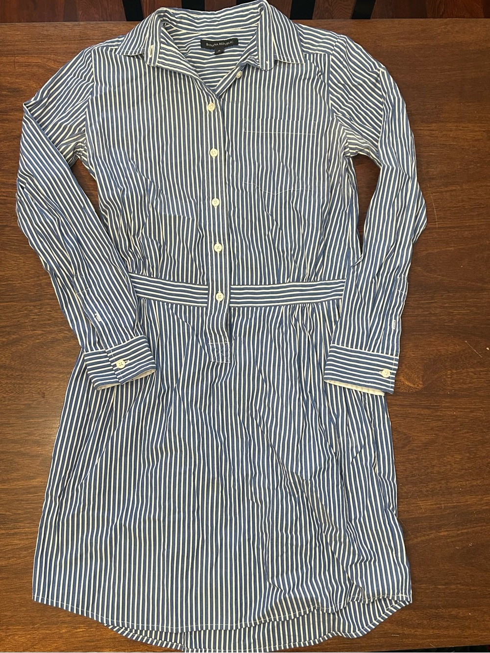 Banana Republic Blue and White Striped Shirt Dress